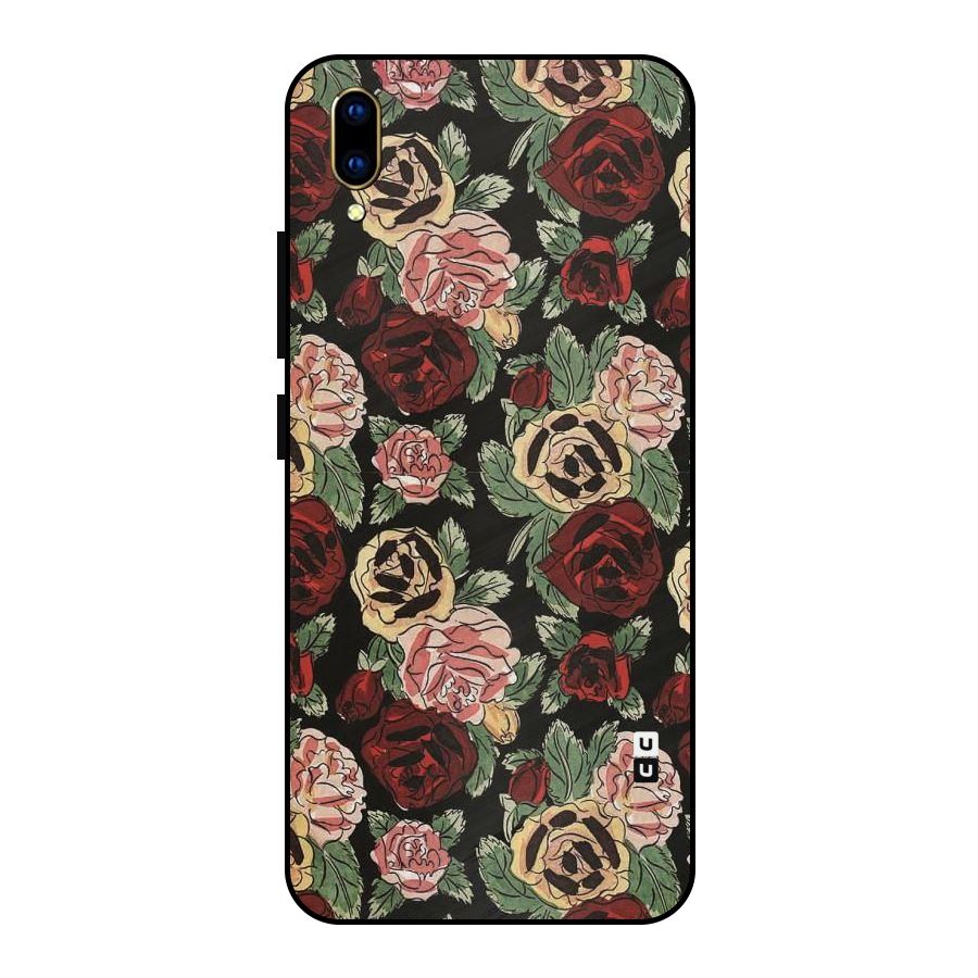 Dark Pastel Flowers Metal Back Case for Vivo V11 Pro