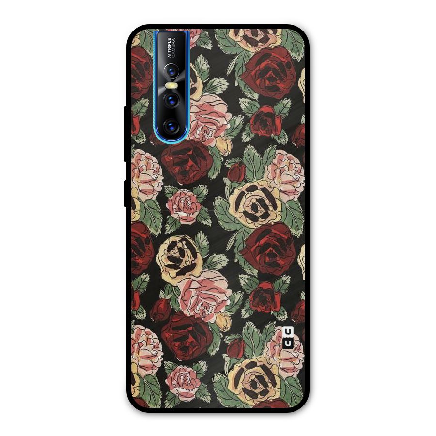 Dark Pastel Flowers Metal Back Case for Vivo V15 Pro