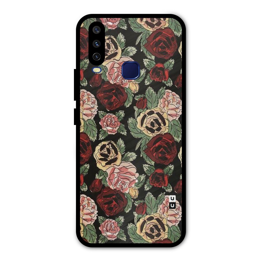 Dark Pastel Flowers Metal Back Case for Vivo V17