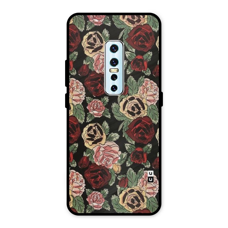 Dark Pastel Flowers Metal Back Case for Vivo V17 Pro