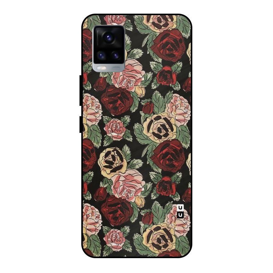 Dark Pastel Flowers Metal Back Case for Vivo V20