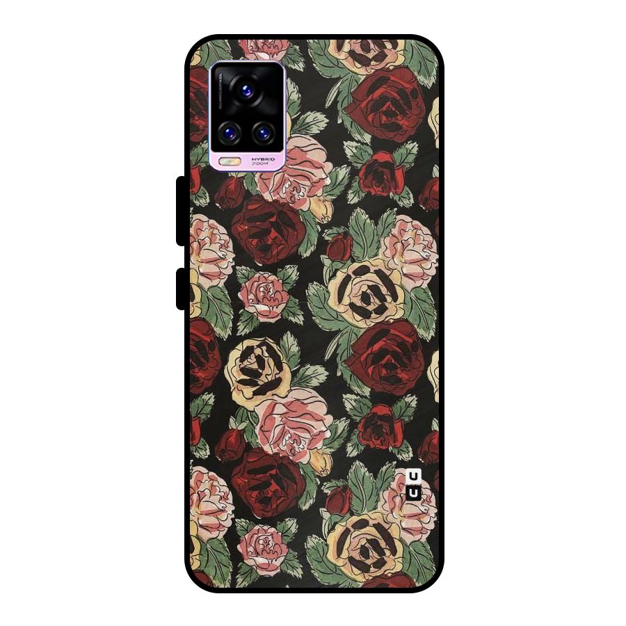 Dark Pastel Flowers Metal Back Case for Vivo V20 Pro