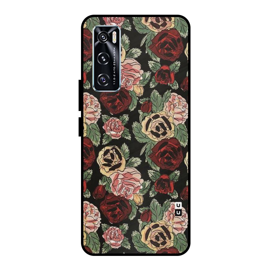 Dark Pastel Flowers Metal Back Case for Vivo V20 SE