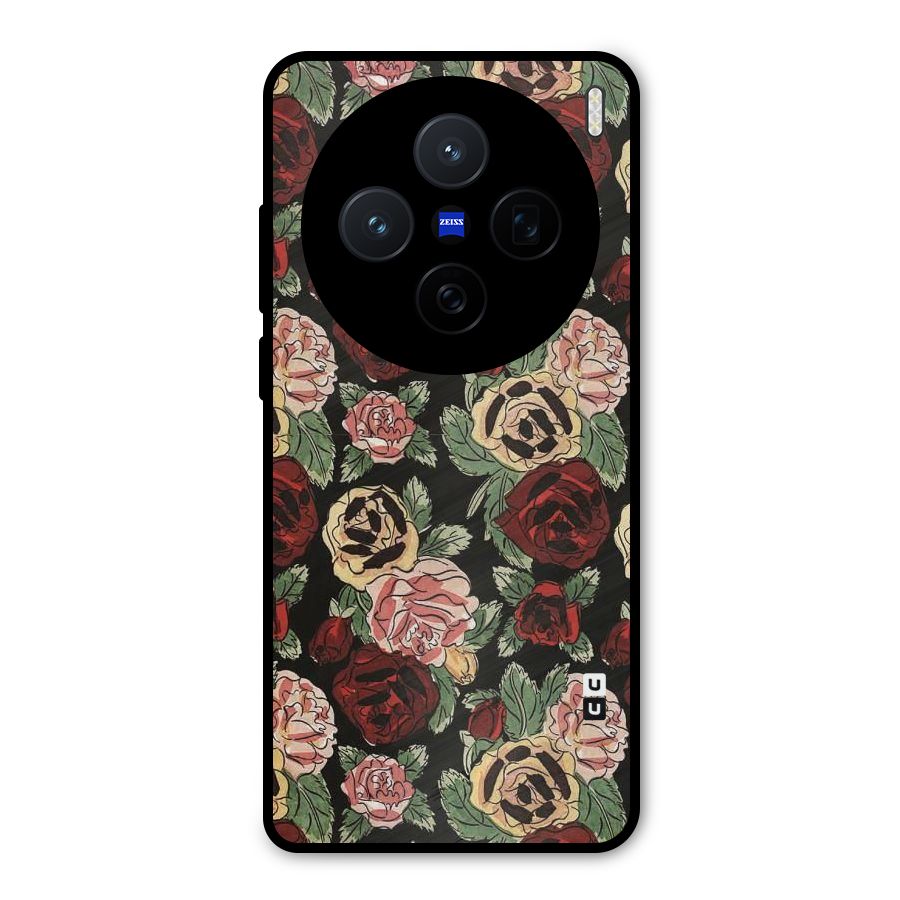 Dark Pastel Flowers Metal Back Case for Vivo X200