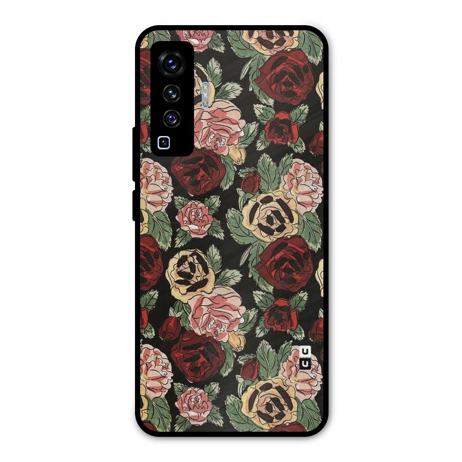 Dark Pastel Flowers Metal Back Case for Vivo X50