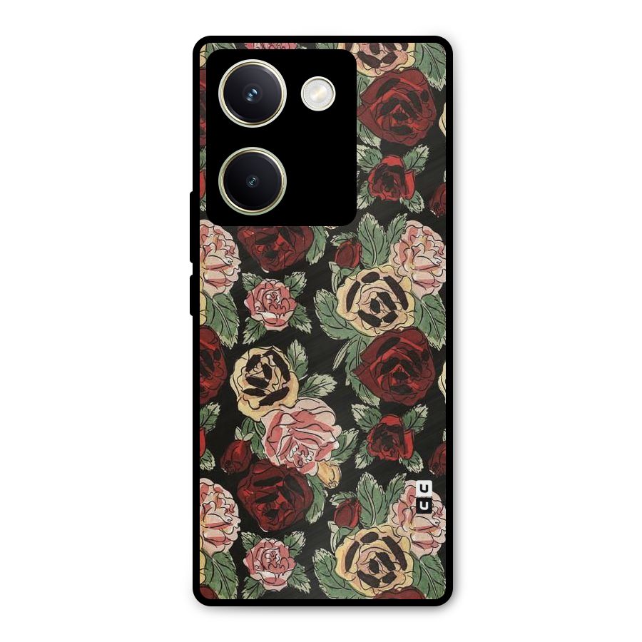 Dark Pastel Flowers Metal Back Case for Vivo Y200 Pro