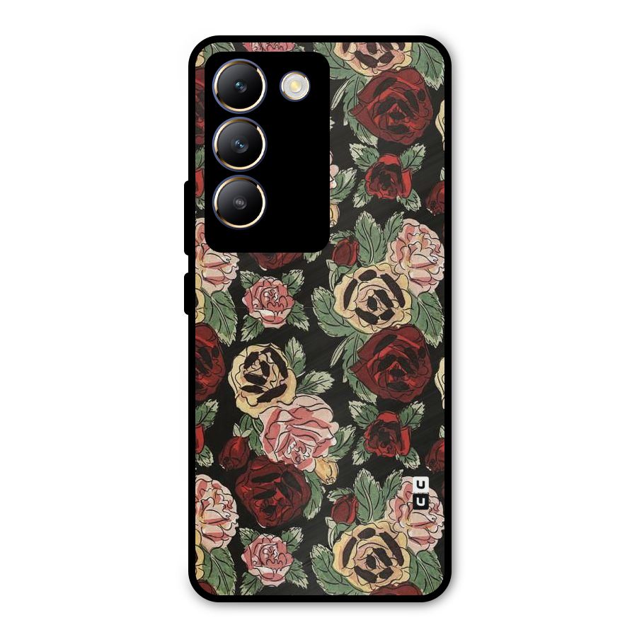 Dark Pastel Flowers Metal Back Case for Vivo Y200e