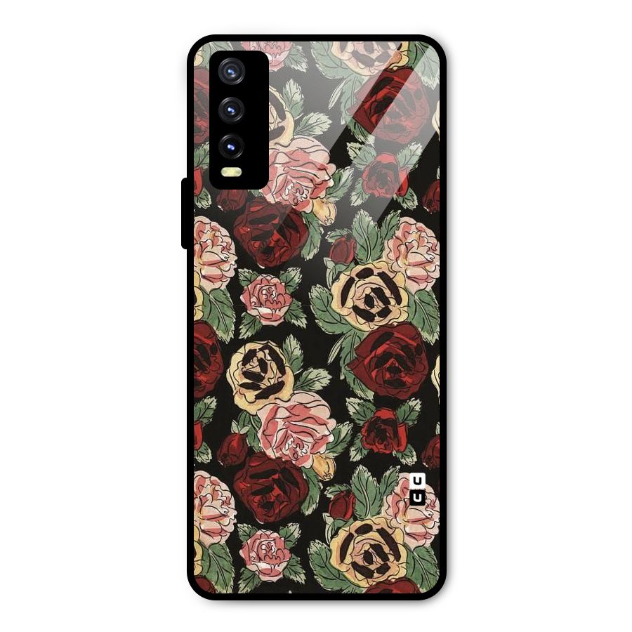 Dark Pastel Flowers Metal Back Case for Vivo Y20 2021