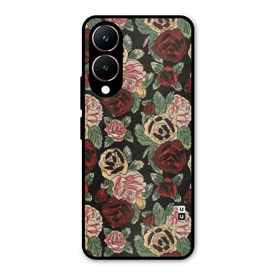 Dark Pastel Flowers Metal Back Case for Vivo Y28