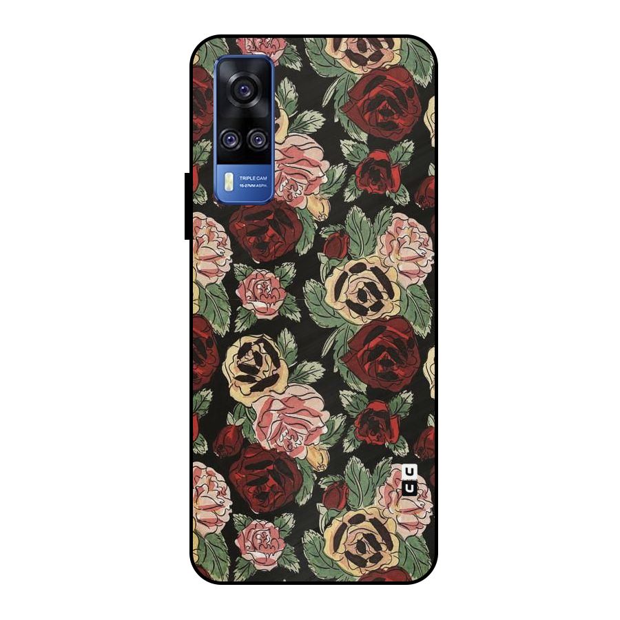 Dark Pastel Flowers Metal Back Case for Vivo Y51