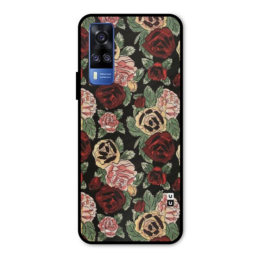 Dark Pastel Flowers Metal Back Case for Vivo Y51A