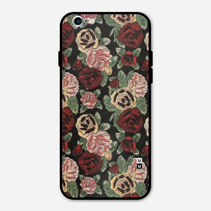 Dark Pastel Flowers Metal Back Case for iPhone 6 6s