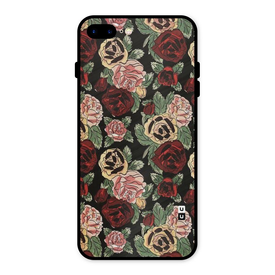 Dark Pastel Flowers Metal Back Case for iPhone 7 Plus
