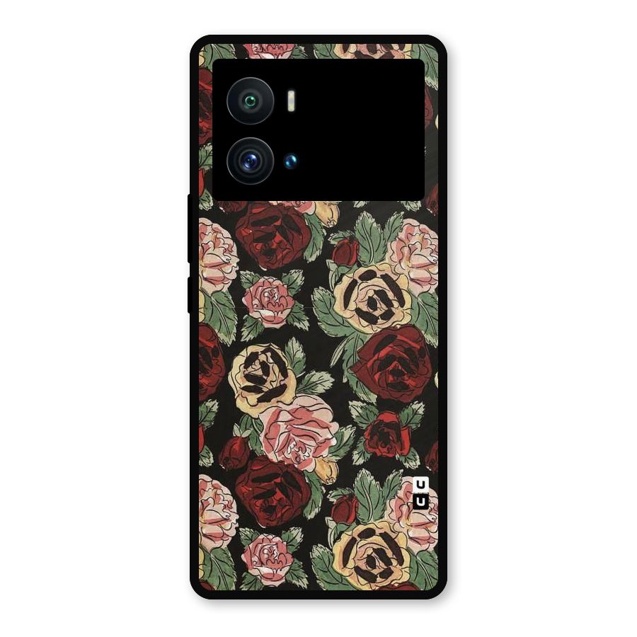 Dark Pastel Flowers Metal Back Case for iQOO 9 Pro