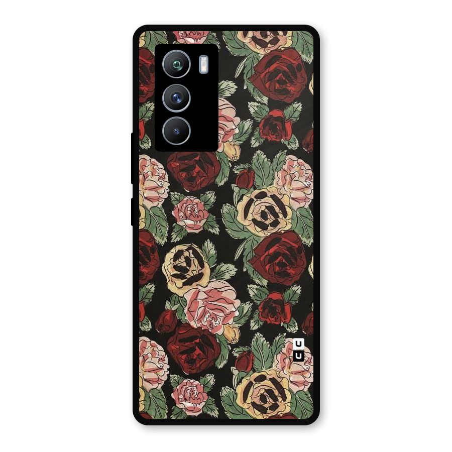 Dark Pastel Flowers Metal Back Case for iQOO 9 SE