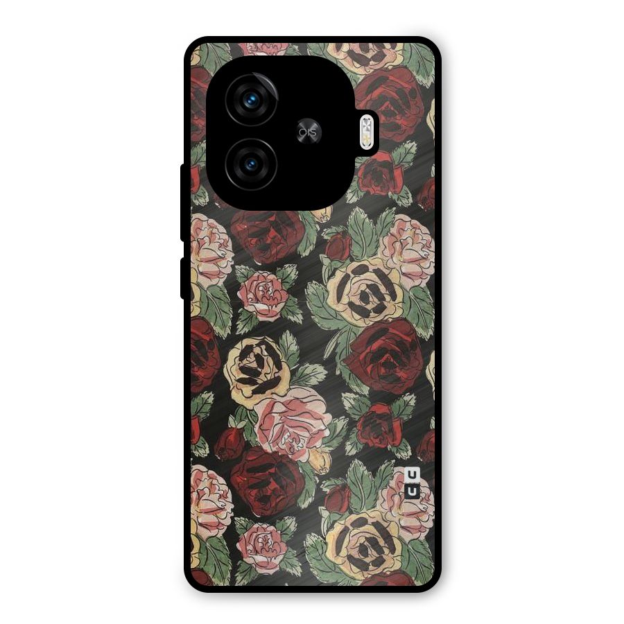 Dark Pastel Flowers Metal Back Case for iQOO Neo 10R