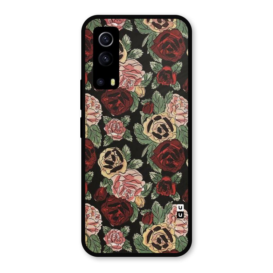 Dark Pastel Flowers Metal Back Case for iQOO Z3