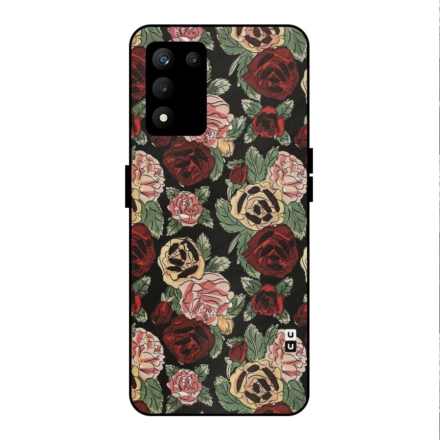 Dark Pastel Flowers Metal Back Case for realme 9 5G SE