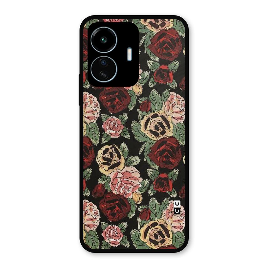 Dark Pastel Flowers Metal Back Case for vivo iQOO Z6 Lite 5G