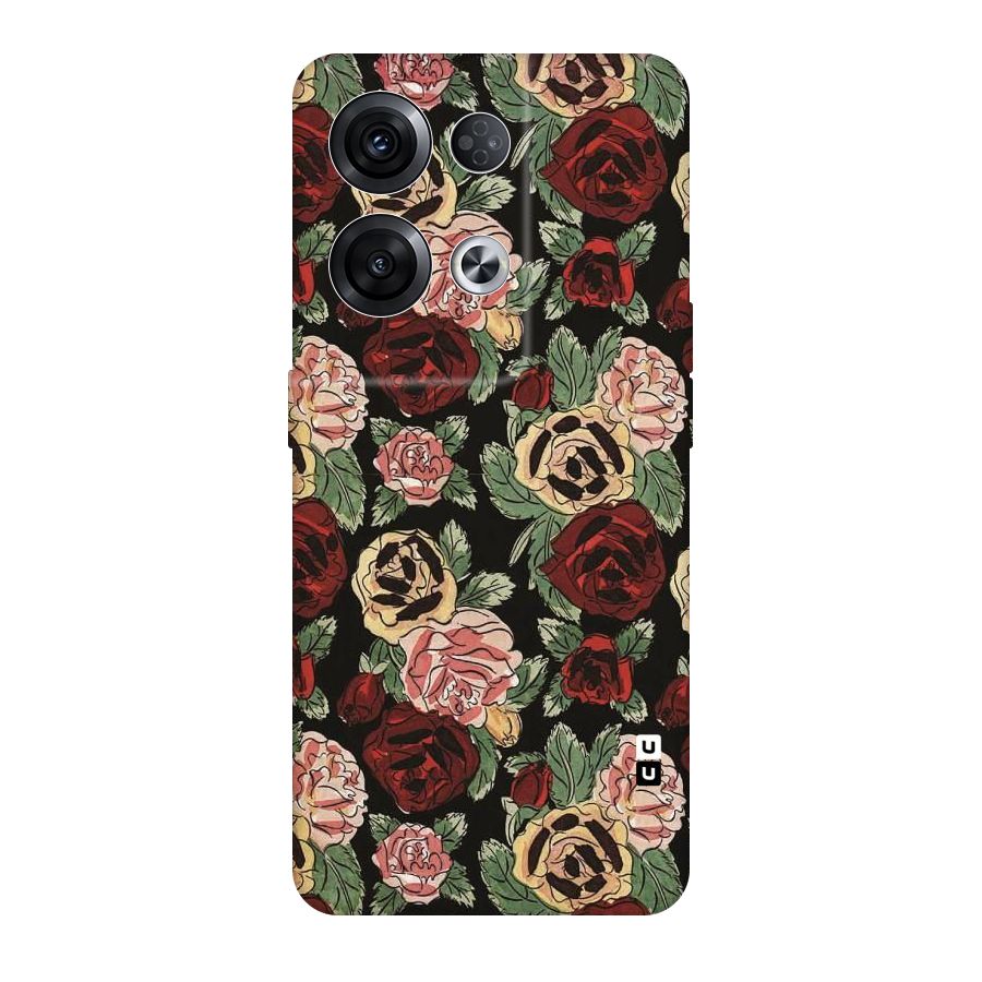 Dark Pastel Flowers Original Polycarbonate Back Case for Oppo Reno8 Pro 5G