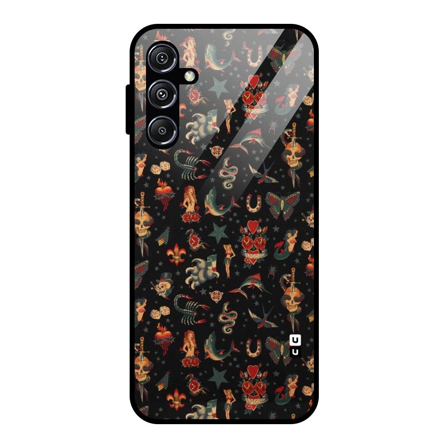 Dark Pattern Glass Back Case for Galaxy M34 5G