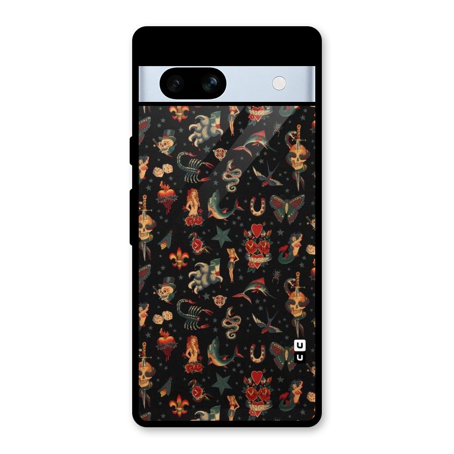 Dark Pattern Glass Back Case for Google Pixel 7a
