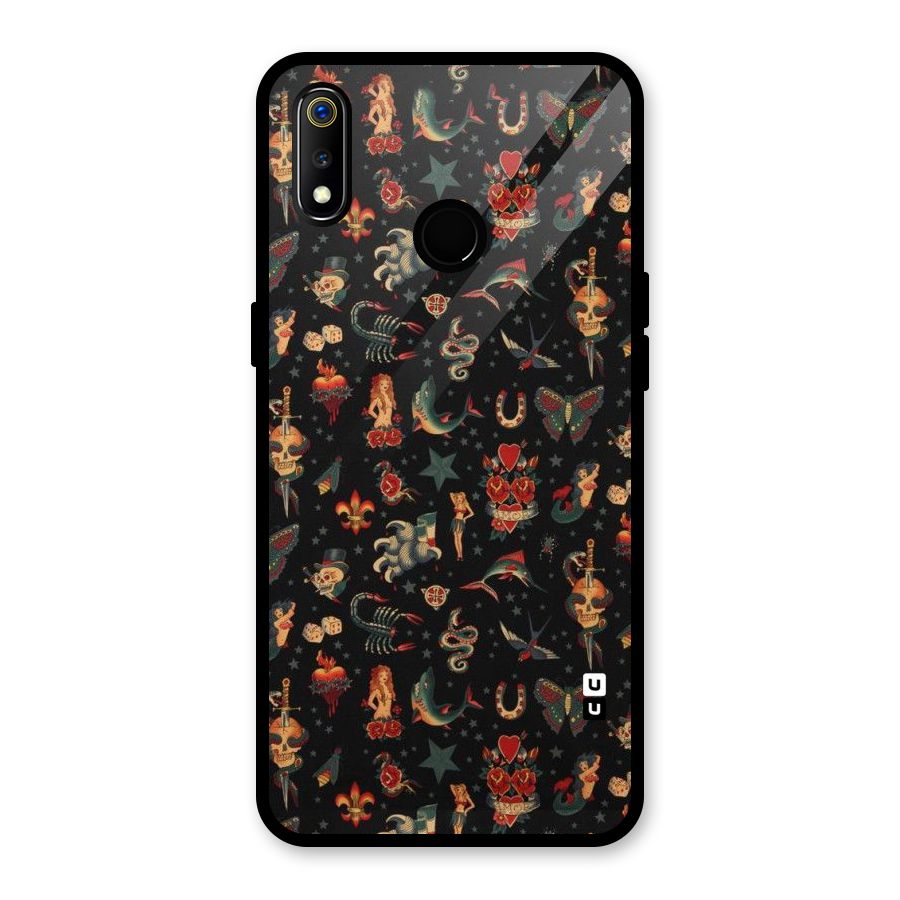 Dark Pattern Glass Back Case for Realme 3i