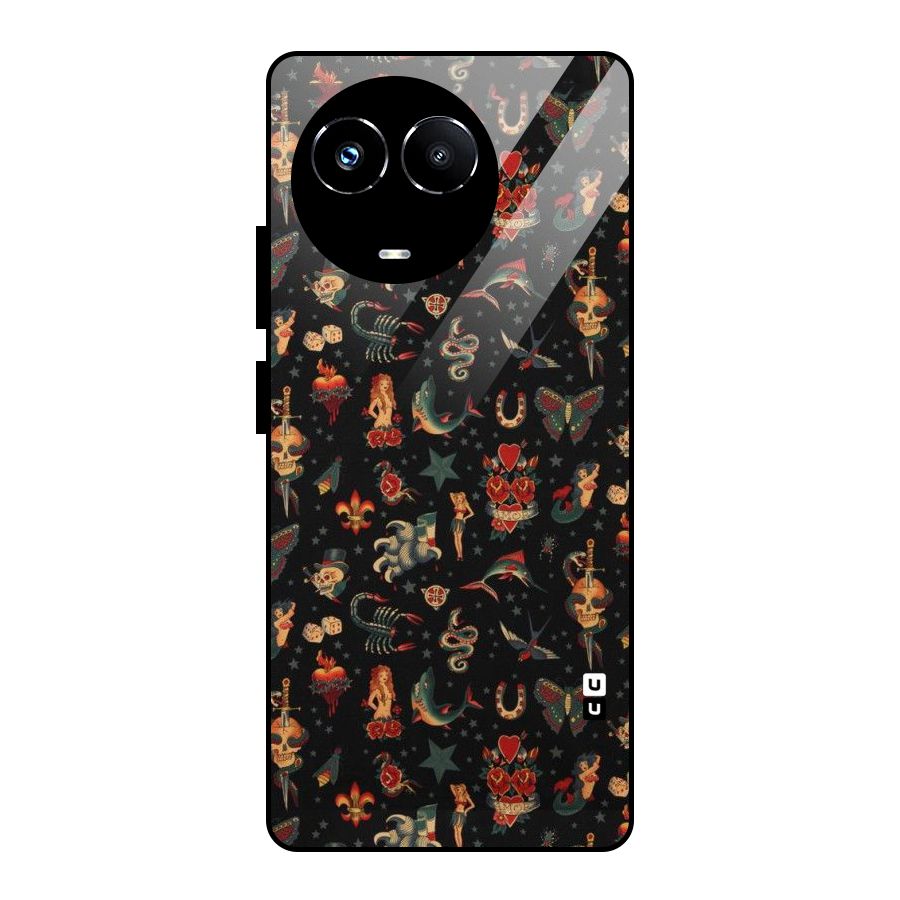 Dark Pattern Glass Back Case for Realme Narzo 60X