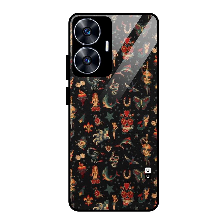 Dark Pattern Glass Back Case for Realme Narzo N55