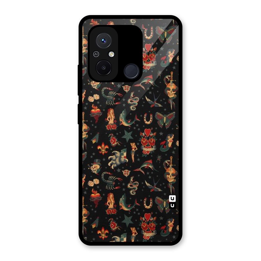 Dark Pattern Glass Back Case for Redmi 12C
