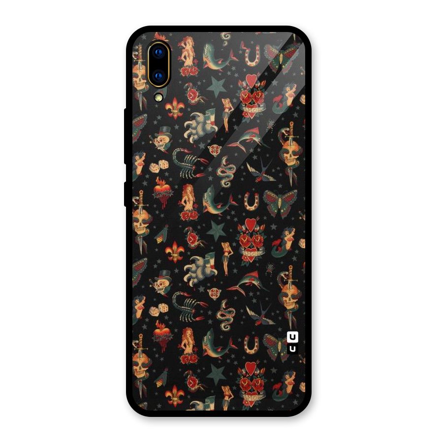 Dark Pattern Glass Back Case for Vivo V11 Pro
