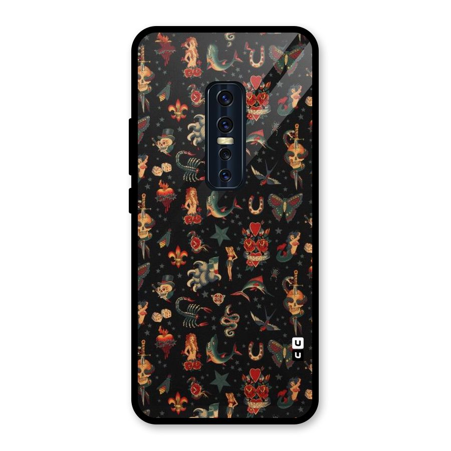 Dark Pattern Glass Back Case for Vivo V17 Pro