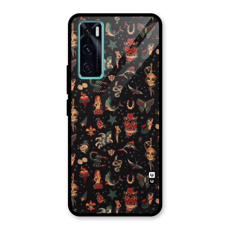 Dark Pattern Glass Back Case for Vivo V20 SE