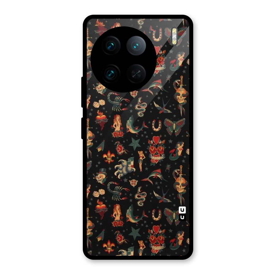 Dark Pattern Glass Back Case for Vivo X90 Pro
