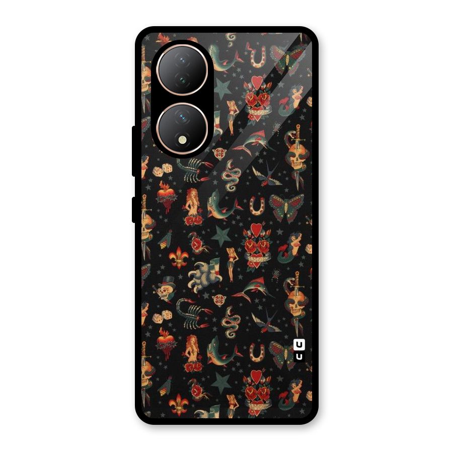Dark Pattern Glass Back Case for Vivo Y100A