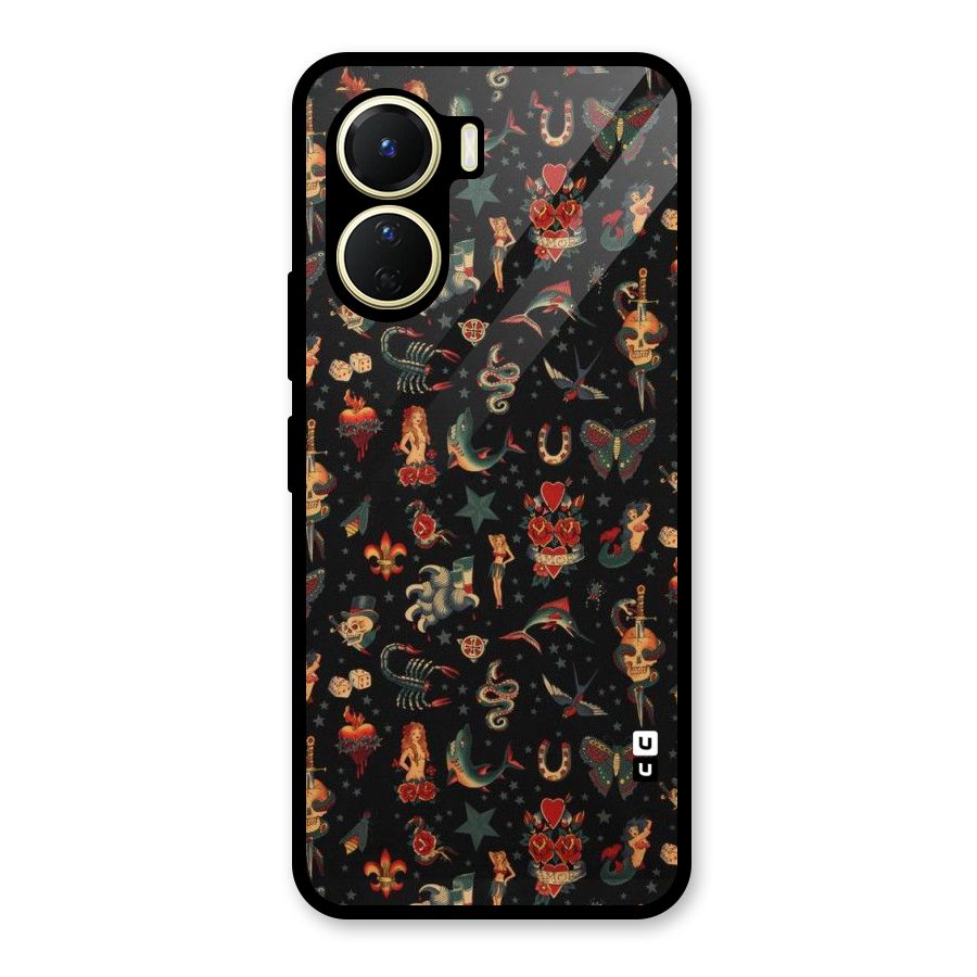 Dark Pattern Glass Back Case for Vivo Y56