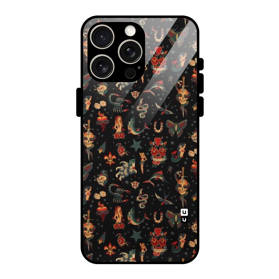 Dark Pattern Glass Back Case for iPhone 15 Pro Max