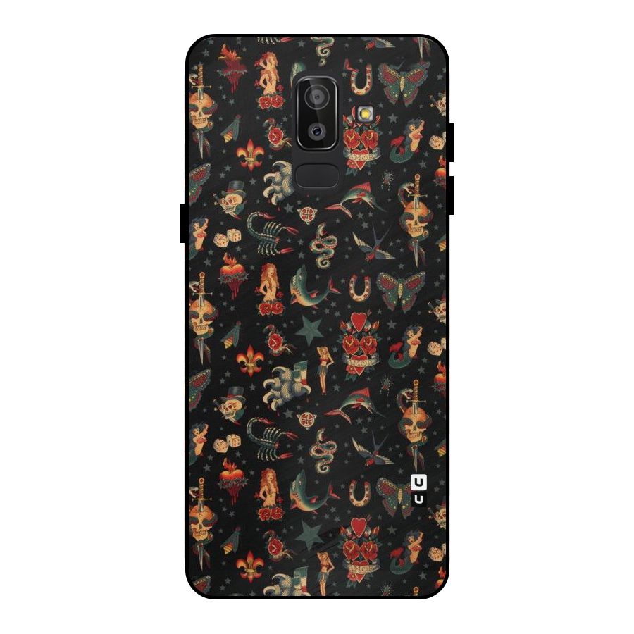 Dark Pattern Metal Back Case for Galaxy J8
