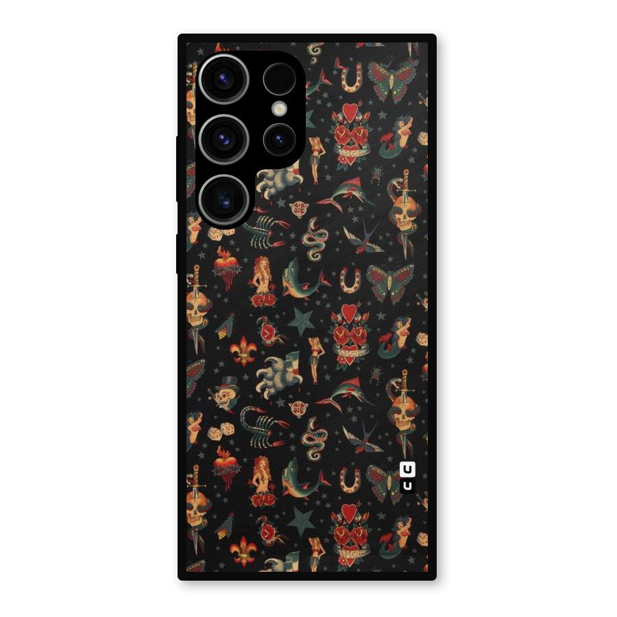 Dark Pattern Metal Back Case for Galaxy S23 Ultra