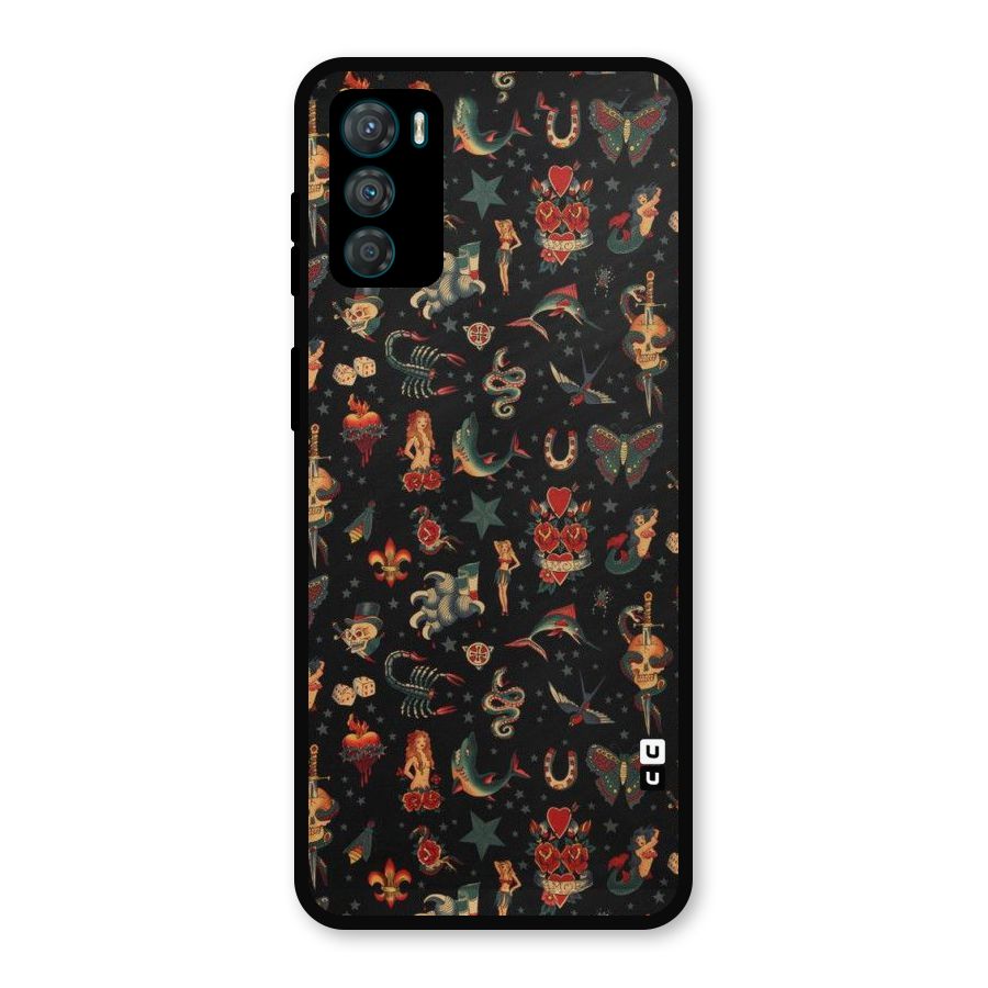 Dark Pattern Metal Back Case for Moto G42