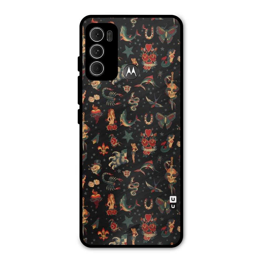 Dark Pattern Metal Back Case for Moto G60