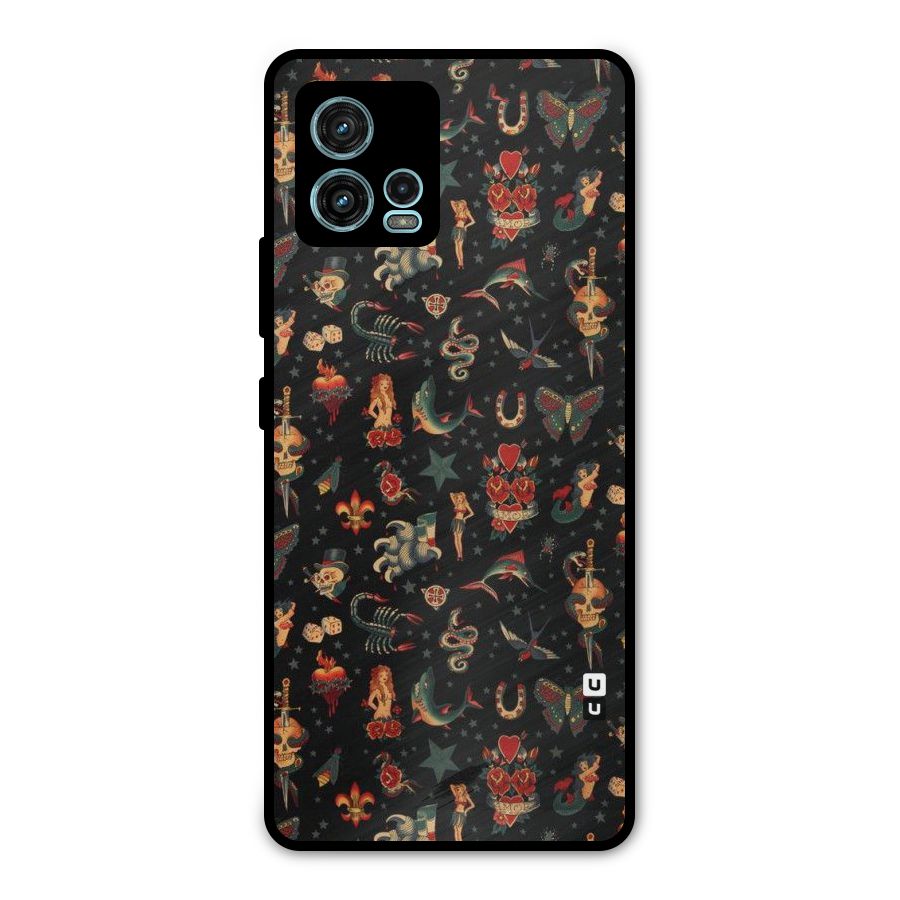Dark Pattern Metal Back Case for Moto G72