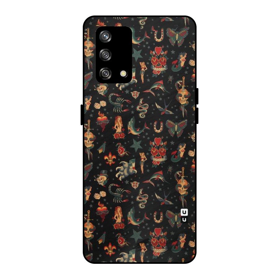 Dark Pattern Metal Back Case for Oppo F19s