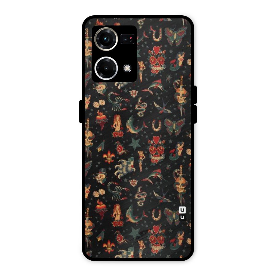 Dark Pattern Metal Back Case for Oppo F21 Pro 4G