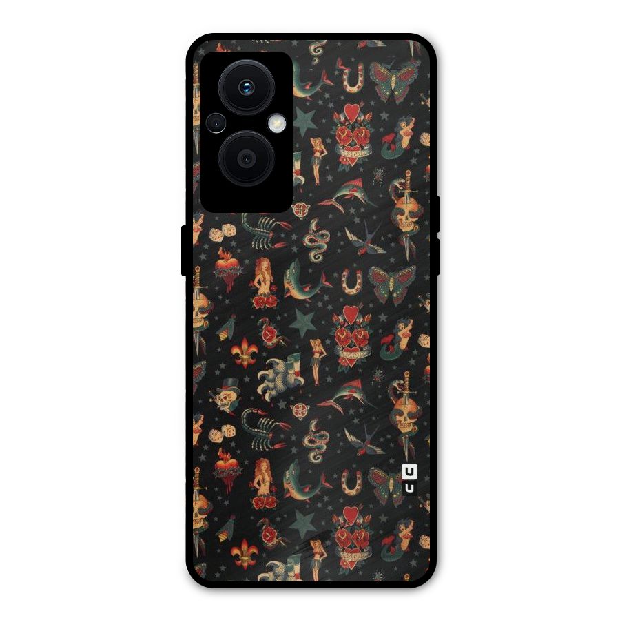 Dark Pattern Metal Back Case for Oppo F21 Pro 5G