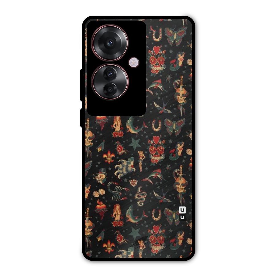 Dark Pattern Metal Back Case for Oppo F25 Pro
