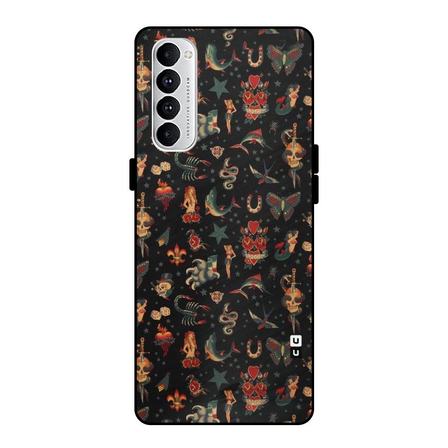 Dark Pattern Metal Back Case for Oppo Reno4 Pro