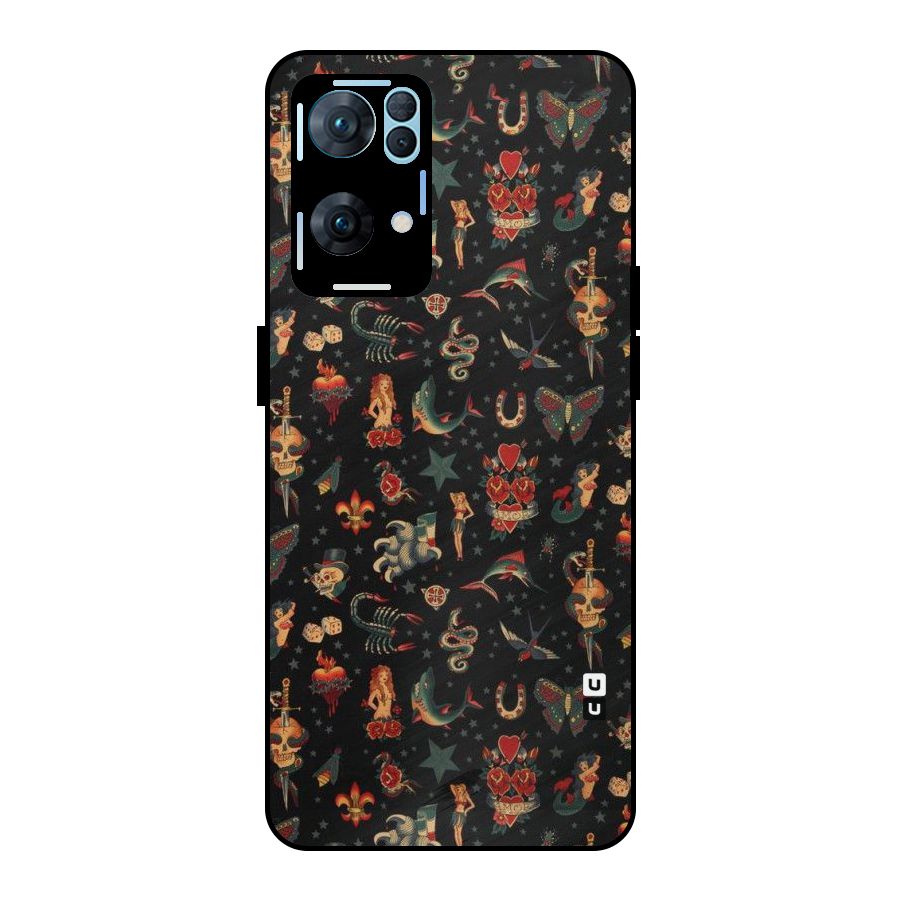 Dark Pattern Metal Back Case for Oppo Reno7 Pro 5G