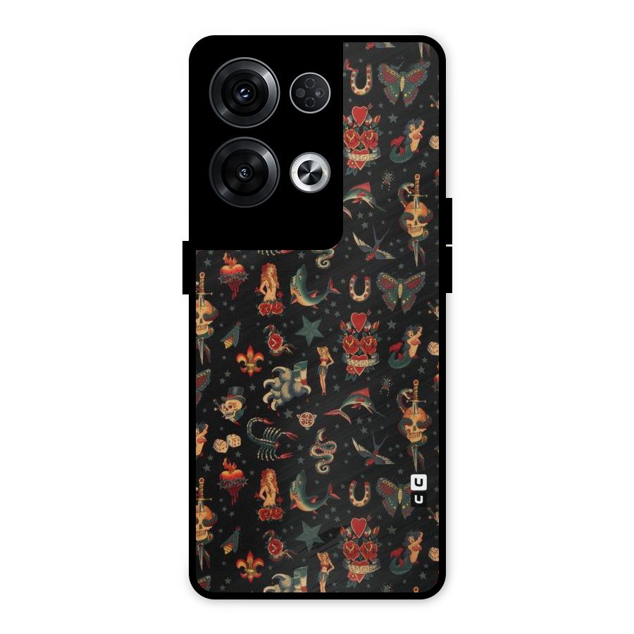 Dark Pattern Metal Back Case for Oppo Reno8 Pro 5G