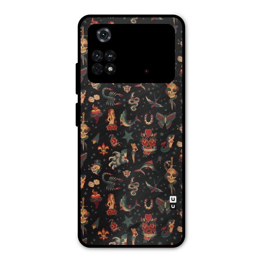 Dark Pattern Metal Back Case for Poco M4 Pro 4G